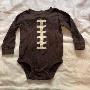 Carter’s Football Onesie Long Sleeve Bodysuit Brown White 18 Months Cotton